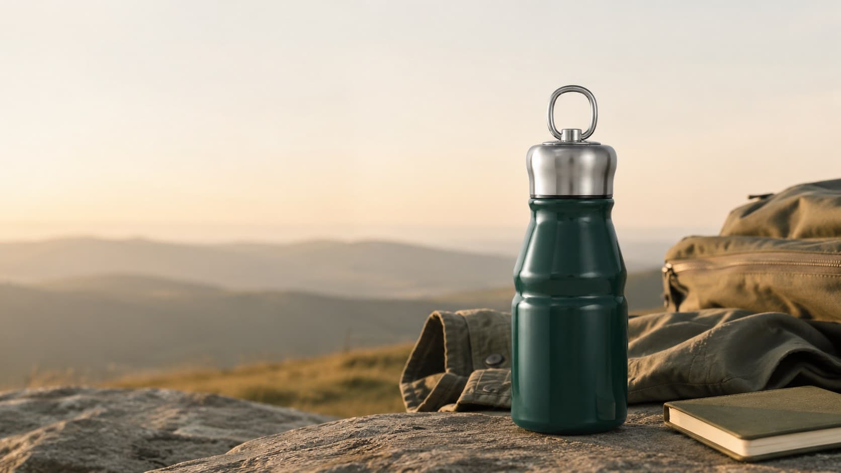 Forest Green KENSYDE tumbler in a quiet open-air landscape
