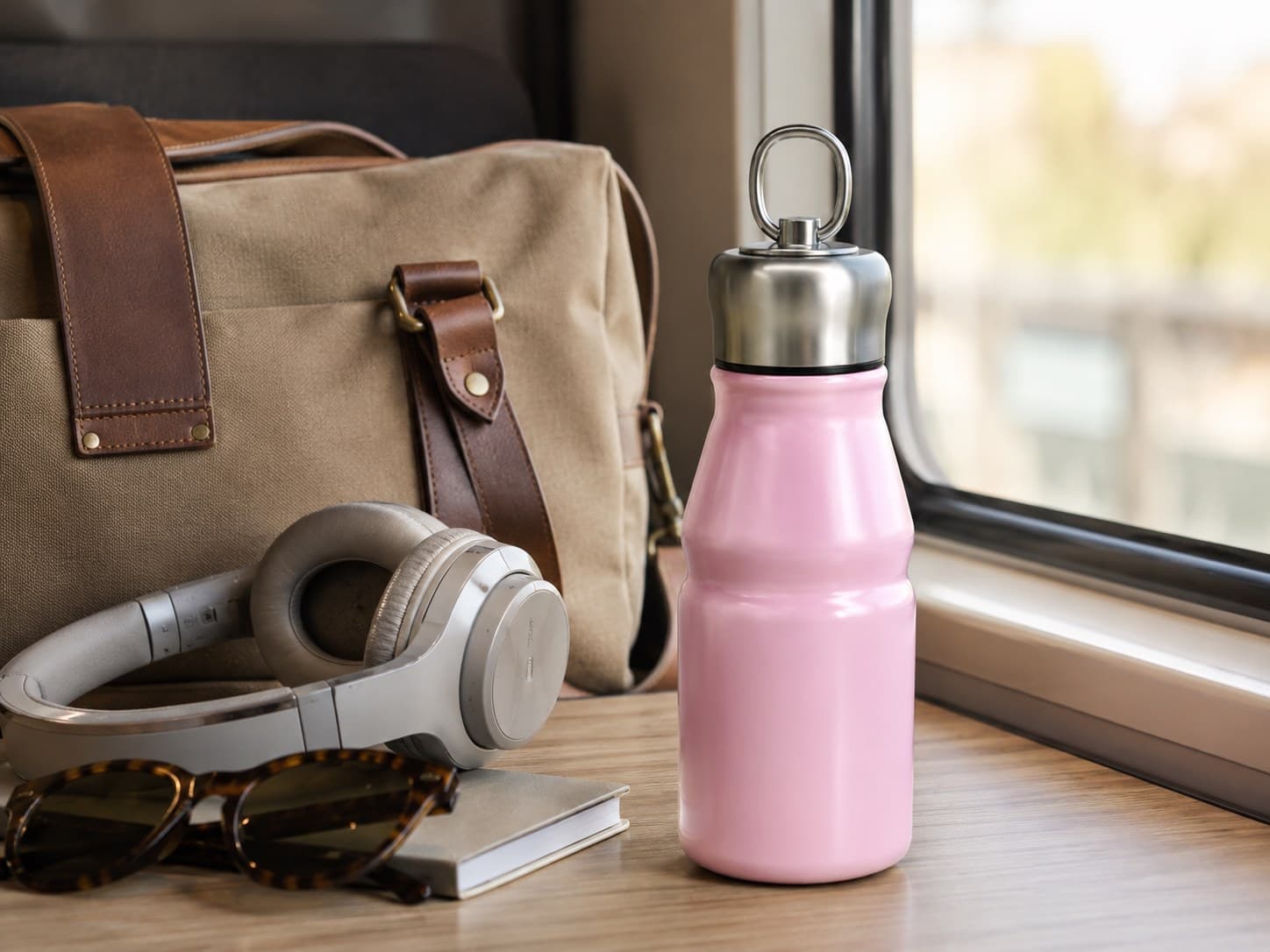 Soft Rose KENSYDE tumbler ready for a quiet daily commute