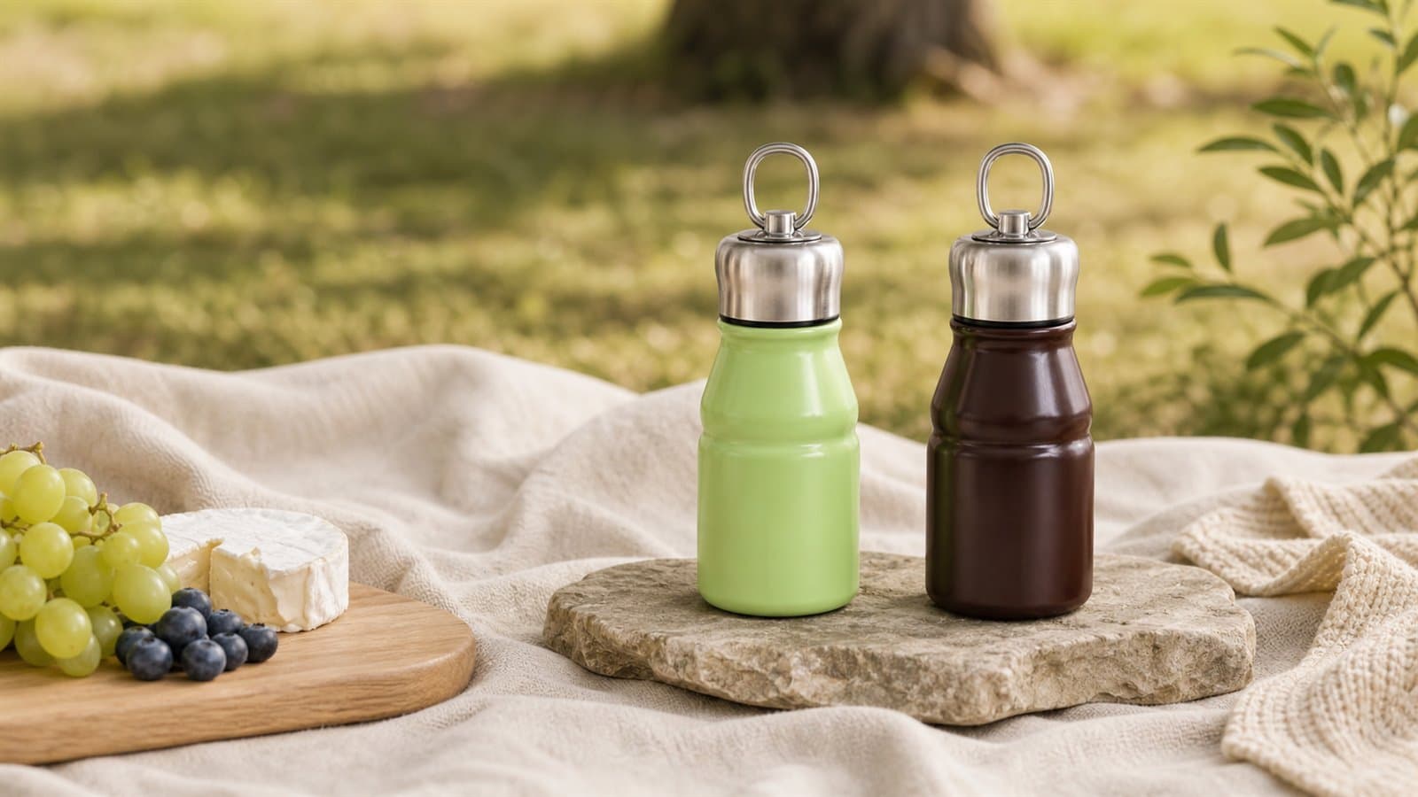 KENSYDE 12oz Ring Handle Tumbler in a clean outdoor picnic-style scene
